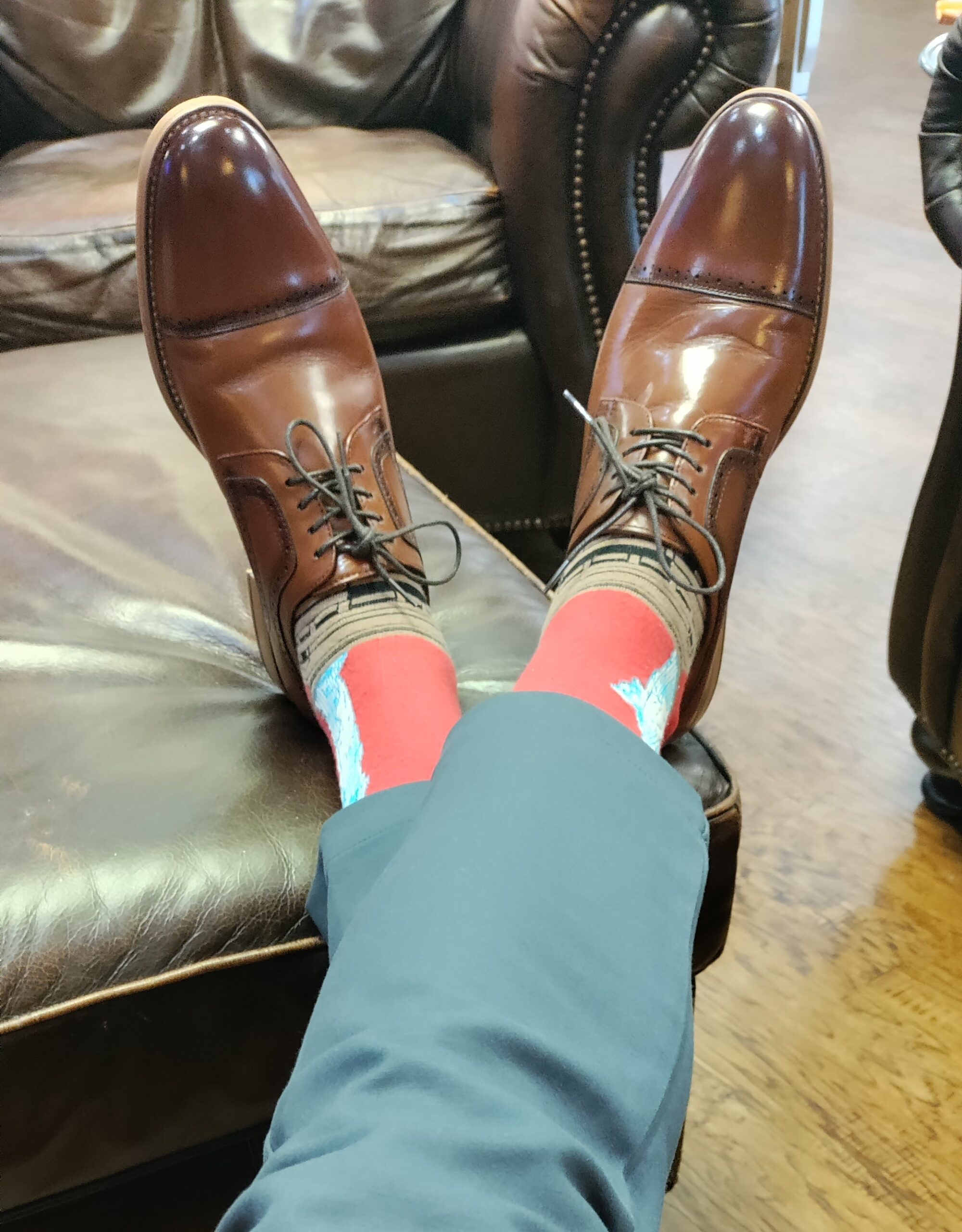 Shoes, slacks and socks